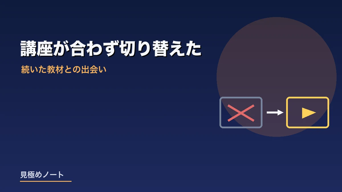 申し込んだ講座が合わずYouTubeと本に切り替えた経緯を表すイメージ画像